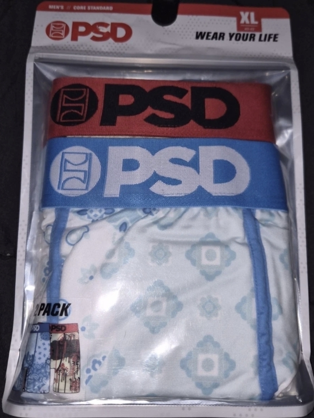 PSD Men’s 2-Pack Boxer Briefs – Blue & Red Waistbands